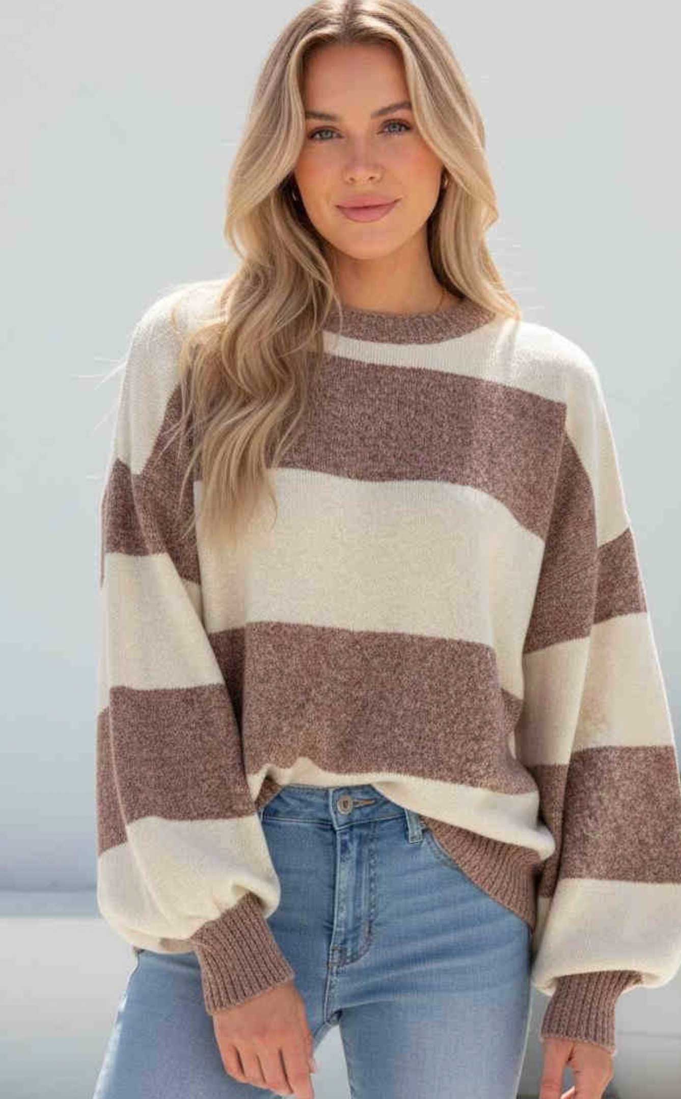 white-brown-striped-top